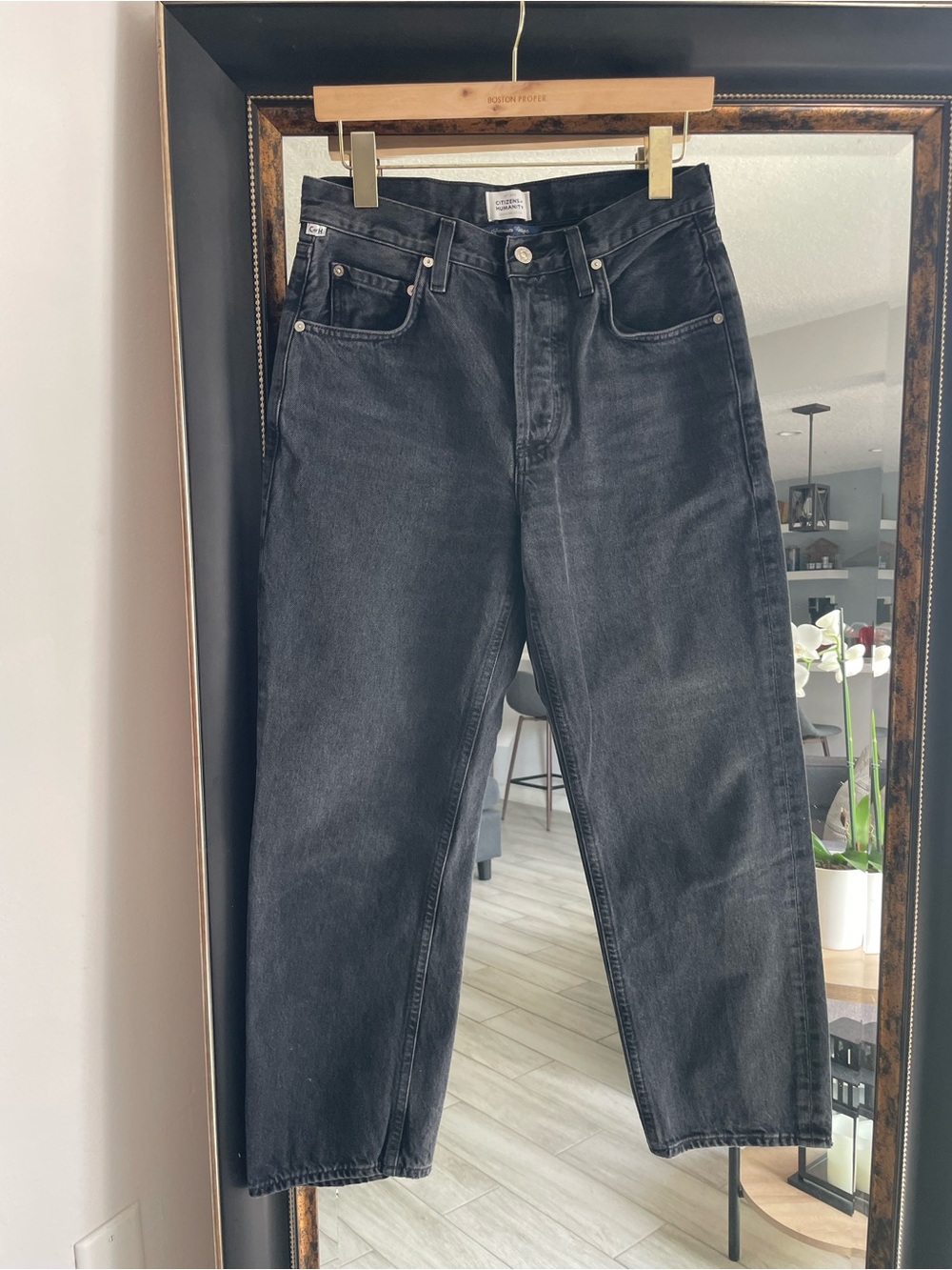 Citizens Of Humanity Black Mini Barrel Wide Leg Jeans - Picture 2 of 6